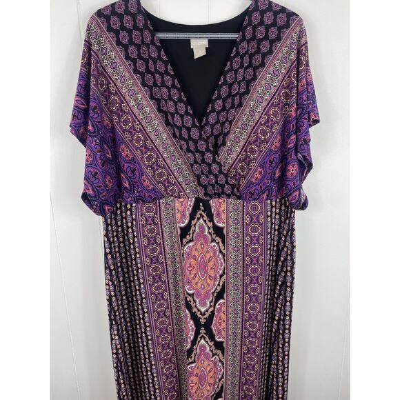 Chico's Purple Maxi Dress Size 3 XL Gypsy Boho Flowy Hippie Summer Fairy - Picture 2 of 6